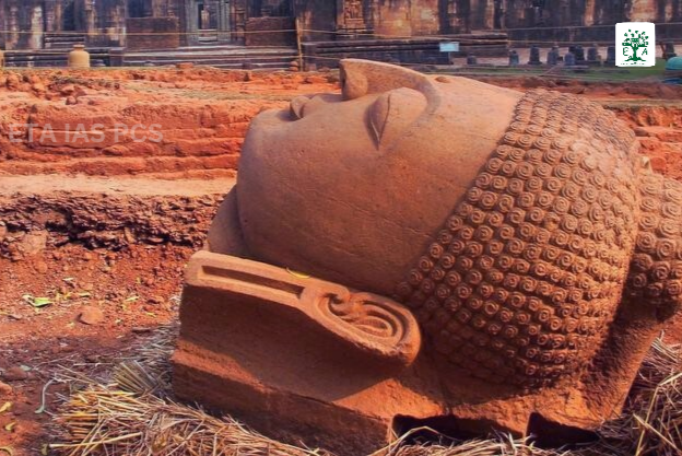Archaeologists have discovered a 1.4-meter-tall Buddha head in Odisha.